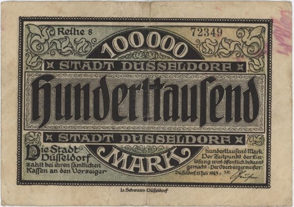 Germany Düsseldorf 100 000 Mark 1923