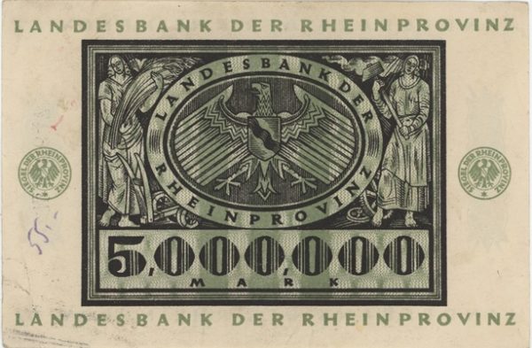 Germany Rhein Provinz 5 Millionen Mark 1923
