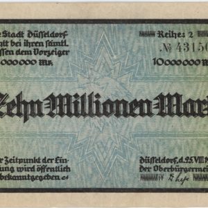 Germany Düsseldorf 10 Millionen Mark 1923