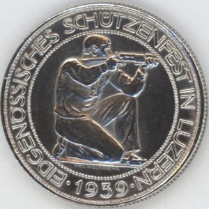 Ecus de Tir 5 Francs 1939 Luzern (vz)