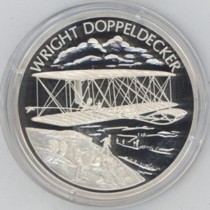 Médaille Der Traum vom Fliegen "Wright Doppeldecker" en argent 999 (20gr)