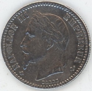 France 50 Centimes 1864 A Napoléon III Tête laurée (ss) en argent