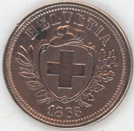 1 Centime 1863 (ss+) Rare!