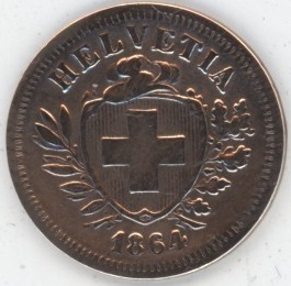 1 Centime 1864 (ss+) Rare!