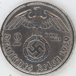 Germany Troisième Reich 2 Mark 1939 D (ss) en argent