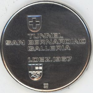 Médaille Valais Tunnel San Bernardino Galleria 1967 (vz) en argent