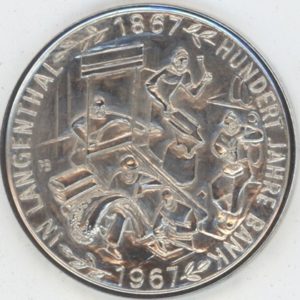 Médaille 100 Jahre Bank In Langenthal 1867-1967 (unz) en argent