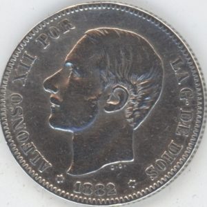 Espagne 2 Pesetas 1882 Alphonse XII (s-ss) en argent