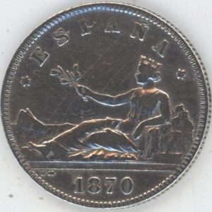 Espagne 2 Pesetas 1870 Gouvernement provisoire (s-ss) en argent