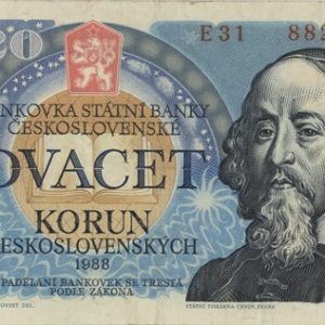 Tchécoslovaquie 20 Korun 1988