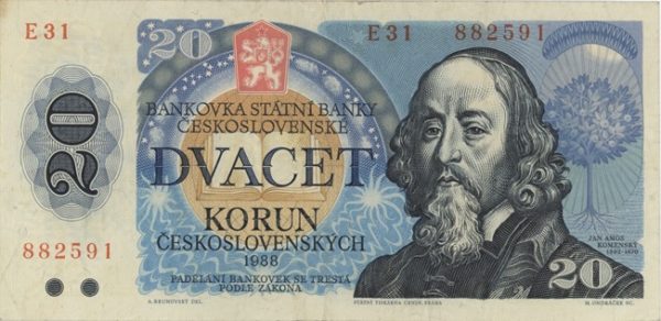 Tchécoslovaquie 20 Korun 1988