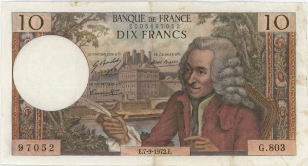 France 10 Francs 1972 Voltaire