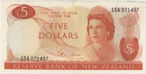 New Zealand 5 Dollars ND (1967-81)