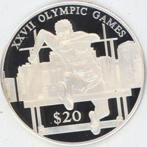 Liberia 20 Dollars 2000 XXVII Olympic Games - Steeplechase (unz) en argent 999