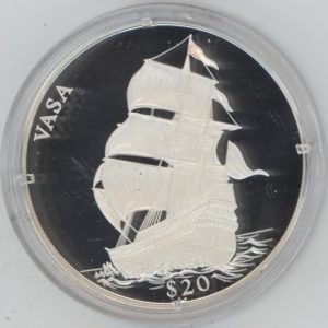Liberia 20 Dollars 2000 VASA (stgl) en argent 999
