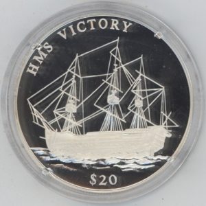 Liberia 20 Dollars 2000 HMS Victory (stgl) en argent 999