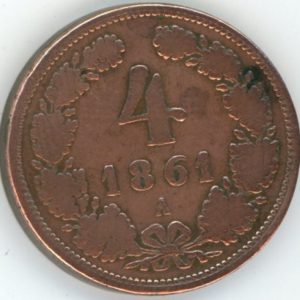 Autriche 4 kreuzer 1861 A François Ier (s-ss)