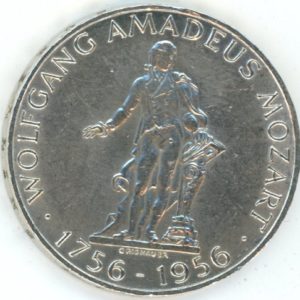 Autriche 25 Schilling 1956 Mozart (ss) en argent