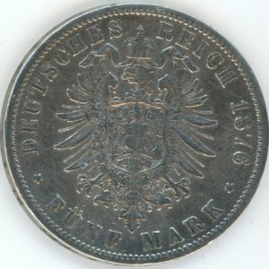 Germany Prussia 5 Mark 1876 B Wilhelm I (ss) en argent