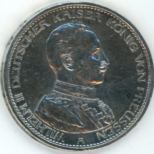 Germany Prussia 5 Mark 1914 A Wilhelm II (ss) en argent