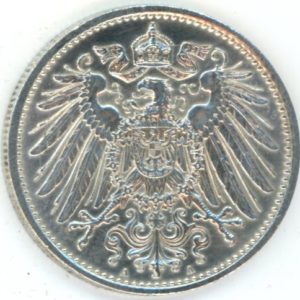 Germany Empire 1 Mark 1915 A Wilhelm II (vz) en argent