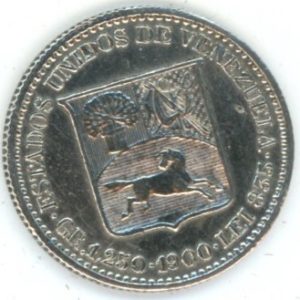 Venezuela ¼ Bolívar 1900 (ss) en argent