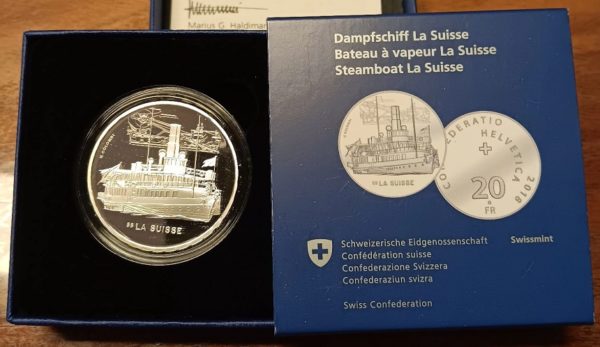 20 Francs comm. 2018 (PP) Bateau à vapeur la Suisse