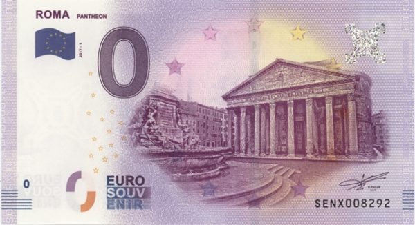 0 Euro Souvenir Italie Roma Pantheon 2017-1 Neuf