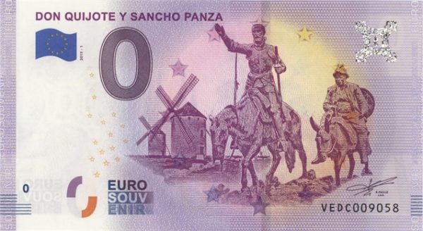 0 Euro Souvenir Espagne Don Quijote Y Sancho Panza 2019-1 Neuf