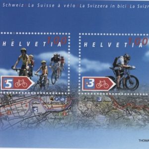 Timbres Bloc Spécial 2004 la Suisse en vélo Neuf