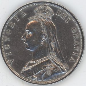 Grande-Bretagne ½ Couronne 1887 Victoria effigie du jubilé (ss-vz) en argent