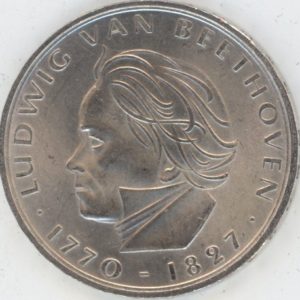 Allemagne 5 Mark 1970 F Ludwig van Beethoven (ss-vz) en argent