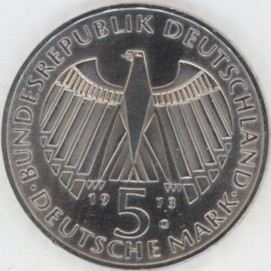 Allemagne 5 Mark 1973 G (vz) en argent