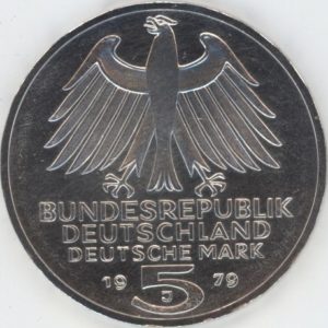 Allemagne 5 Mark 1979 J Institut archéologique allemand (ss-vz) en argent