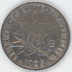 France 1 Franc 1905 Semeuse (s-ss) en argent
