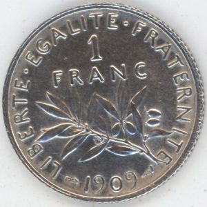 France 1 Franc 1909 (vz) en argent
