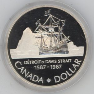 Canada 1 Dollar 1987 Détroit de Davis (Fdc) en argent