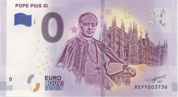 0 Euro Souvenir Allemagne Pope Pius XI 2019-1 Neuf