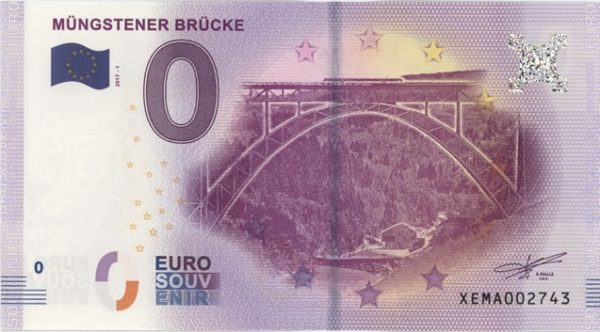0 Euro Souvenir Allemagne Müngstener Brücke 2017-1 Neuf