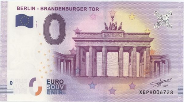 0 Euro Souvenir Allemagne Berlin Brandenburger Tor 2018-1 Neuf