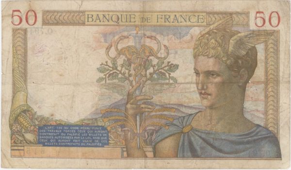 France 50 Francs 1938 Cérès – Image 2