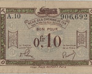 France Régie des chemins de fer des territoires occupés 10 Centimes 1923