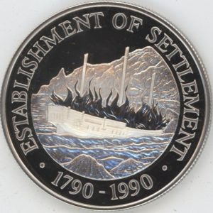 Pitcairn Islands 1 Dollar 1990 Elizabeth II Établissement des colonies (unz) en argent