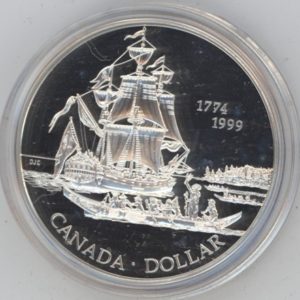 Canada 1 Dollar 1999 Élisabeth II Expédition Juan Perez (F.d.c.) en argent