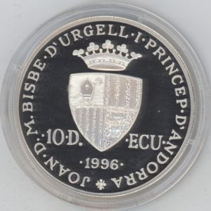 Andorra 10 Diners 1996 Charlemagne (Fdc) en argent