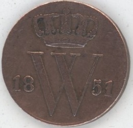 Pays-Bas ½ Cent 1851 Wilhelm III (ss)