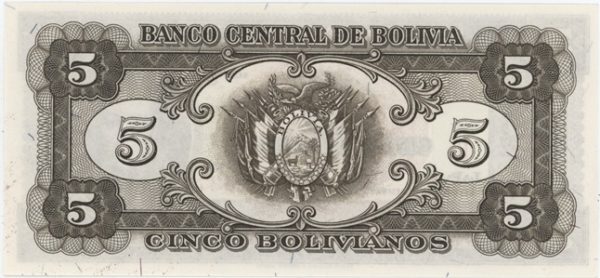 Bolivia 5 Bolivianos 1945 Neuf – Image 2