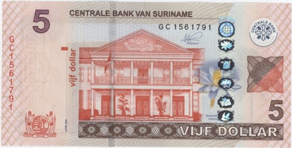 Suriname 5 Dollars 2020 Neuf