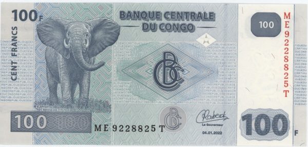 Congo République démocratique 100 Francs 2022 Neuf