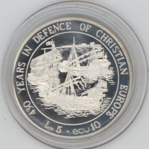 Malte 5 lires - 10 Ecu 1993 (unz) en argent
